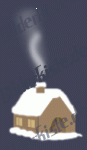 Winter: Hütten - Rauch aus dem Schornstein (animiertes GIF)
