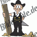 Craftsperson: Carpenter with plank and saw (not animated)