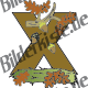 Buchstabe X mit Ast, Bl�ttern und Eicheln