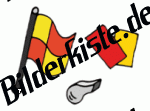 Fu�ball: Fahne mit Pfeife und Karten (nicht animiert)