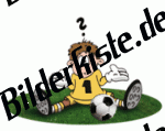 Fu�ball: Torwart mit Ball sitzt auf dem Rasen (nicht animiert)