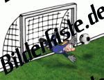 Fu�ball: Torwart fliegt durchs Tor (nicht animiert)