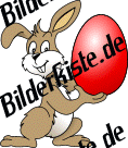 Ostern: Hase - pr�sentiert Osterei (rot) (nicht animiert)