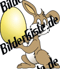 Ostern: Hase - pr�sentiert Osterei (gelb) (nicht animiert)