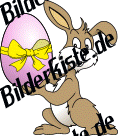 Ostern: Hase - pr�sentiert Osterei (pink mit Schleife) (nicht animiert)
