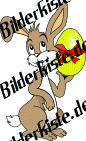 Ostern: Hase - pr�sentiert Osterei (gelb mit Schleife) 2 (nicht animiert)