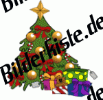Weihnachten: Weihnachtsbaum - mit Schleifen und Geschenken, rot (nicht animiert)