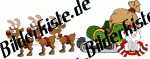 Weihnachten: Schlitten Rentiere - mit Weihnachtsmann (nicht animiert)
