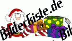 Christmas: Santa Claus - sitting with presents (not animated)