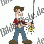 Handwerker: Elektriker mit Gl�hlampe (nicht animiert)