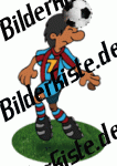 Fu�ball: Kopfball auf Rasen (rot-blaues Trikot)  (nicht animiert)