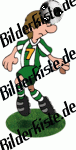 Fu�ball: Kopfball  auf Rasen (gr�n-wei�es Trikot)  (nicht animiert)