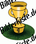 Fu�ball: Pokal auf Rasen (nicht animiert)