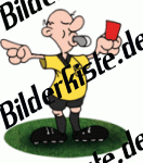 Fu�ball: Schiedsrichter auf Rasen zeigt die rote Karte (nicht animiert)