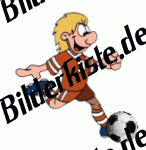 Football: Player shoots (red jersey, blond) (not animated)