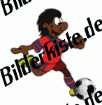 Football: Player on turf shoots (red jersey, black) (not animated)