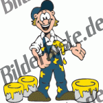 Handwerker: Maler (gl�cklich) mit Farbe gelb (nicht animiert)