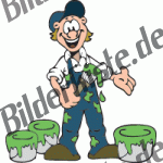 Handwerker: Maler (gl�cklich) mit Farbe gr�n (nicht animiert)
