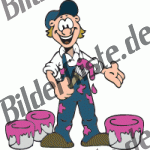 Handwerker: Maler (gl�cklich) mit Farbe rosa (nicht animiert)