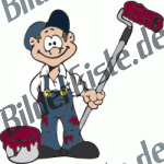 Handwerker: Maler (gl�cklich) mit Farbrolle rot (nicht animiert)