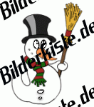 Winter: Schneem�nner - mit Zylinderhut, Besen und Karottennase (nicht animiert)