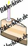 Geburtstag: Torten - St�ck Torte 4 mit Kerze (nicht animiert)
