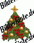 Weihnachten: Weihnachtsbaum - mit Schleifen und Zuckerstangen, rot (nicht animiert)