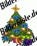 Weihnachten: Weihnachtsbaum - mit Schleifen und Geschenken, blau (nicht animiert)