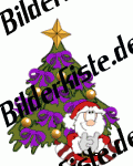 Weihnachten: Weihnachtsbaum - mit Schleifen und Weihnachtsmann, lila (nicht animiert)