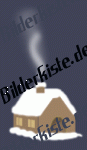 Winter: H�tten - Rauch aus dem Schornstein (animiertes GIF)