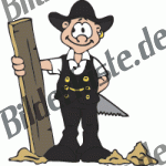 Handwerker: Zimmermann mit Brett und S�ge (nicht animiert)