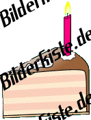 Geburtstag: Torten - St�ck Torte 1 mit Kerze (nicht animiert)