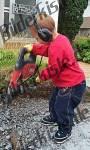 Child working with a drill hammer