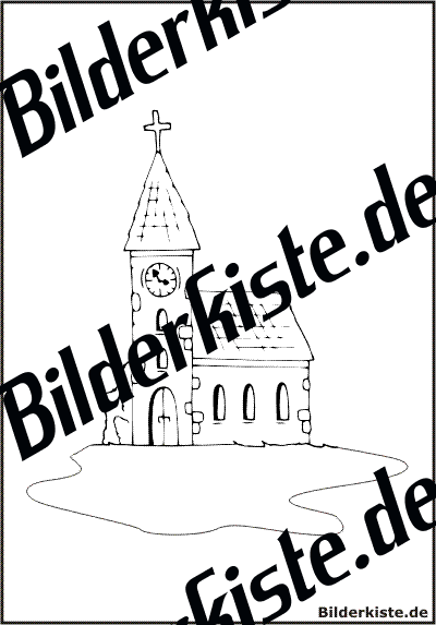 Kirche mit einem Kreuz auf dem Dach