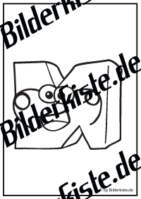 Buchstabe N mit Gesicht